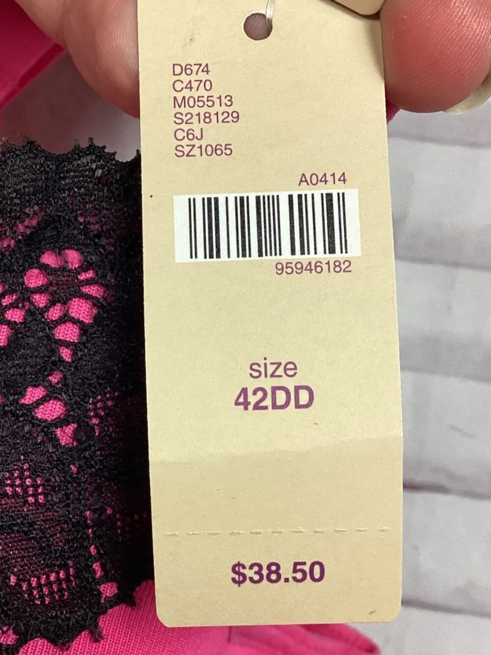 Cacique Pink Bra Lace Trim Balconette NWT 42DD
